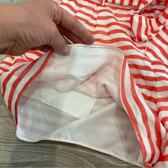 Armani Collezioni Silk Red Striped Mini shirts sz 10 or L Cruise Collection - Picture 7 of 9